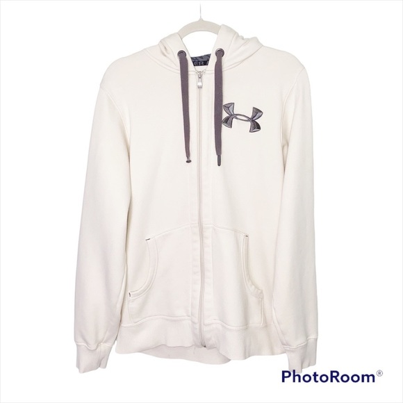Under Armour Other - Under Armour Charged Cotton Storm Coldgear Zip Hoodie Cream Size Large